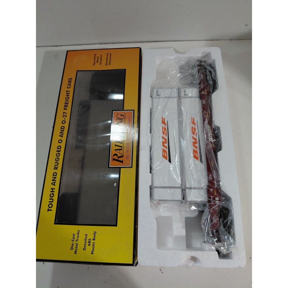 MTH 30-4206B Rail King O Gauge Model Railroad BNSF Husky Stack Car w/Box